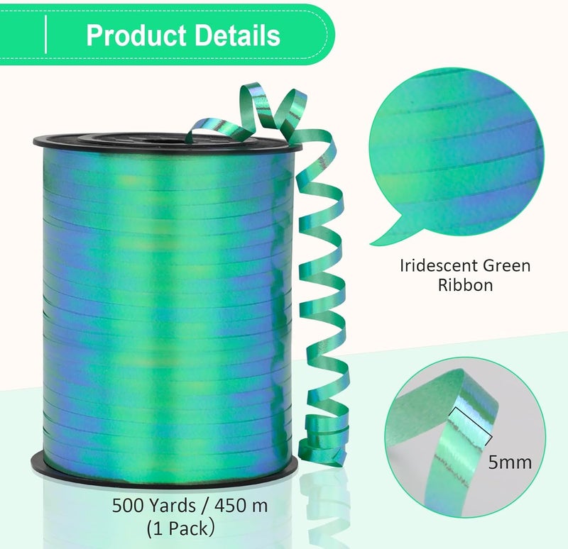 OMISELIO Green Ribbon - Iridescent Green Curling Ribbon, 500 Yards - Gift Wrapping, Balloon String, St. Patrick's Day, Graduation - Image 5